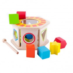Joc cu toba pentru sortat cuburi cu diferite forme si culori 